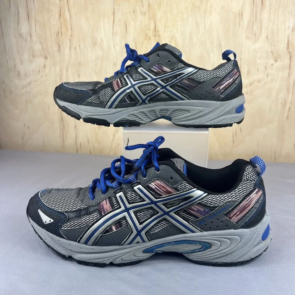 ASICS Gel Venture 5 Men's Size 9 Gray Blue Running Shoes Sneakers T5N3N Used